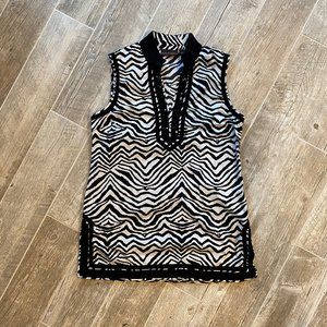 Dana Buchman Zebra Print Tunic Sleeveless Top